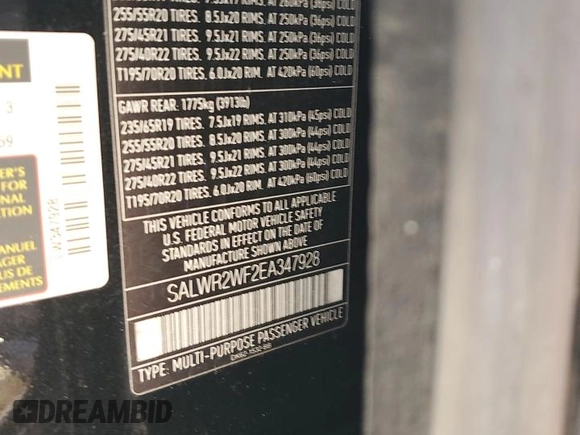 2014 Land Rover Range Rover Sport HSE with VIN SALWR2WF2EA347928, listed as a Copart auction lot 60738825 with 125,944 mi miles and Salvage title. Bid and sale history available at DreamBid. Image 12.