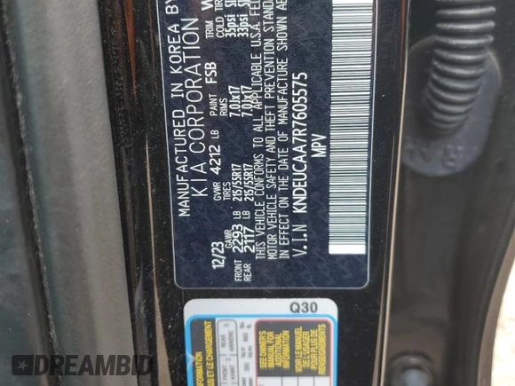2024 Kia Seltos S with VIN KNDEUCAA7R7605575, listed as a Copart auction lot 58466915 with 7,065 mi miles and Salvage title. Bid and sale history available at DreamBid. Image 14.