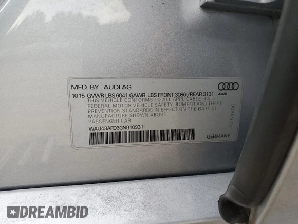 2016 Audi A8 L 4.0T Sport with VIN WAU43AFD3GN010931, listed as a Copart auction lot 81960634 with 131,841 mi miles and Salvage Title. Bid and sale history available at carsss.com. Image 13.