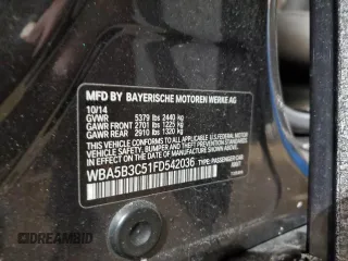 2015 BMW 5 Series 535i xDrive with VIN WBA5B3C51FD542036, listed as a Copart auction lot 41739815 with Not Provided miles and Salvage Title. Bid and sale history available at carsss.com. Image 14.