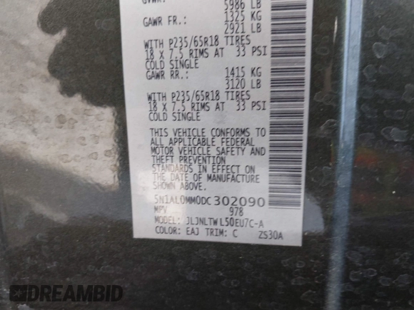 2013 Infiniti JX35 z VIN 5N1AL0MM0DC302090, wystawiony jako IAAI lot #42225621 z przebiegiem 198 767 mil mil oraz . Historia ofert i sprzedaży dostępna na DreamBid. Obrazek 9.