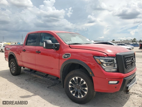 2024 Nissan Titan XD PRO-4X with VIN 1N6AA1FB9RN110722, listed as a Copart auction lot 64190064 with NaN miles and Salvage Title. Bid and sale history available at carsss.com. Image 4.