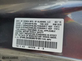 2016 Honda Odyssey SE with VIN 5FNRL5H38GB078189, listed as a Copart auction lot 52321365 with 94,662 mi miles and Salvage Title. Bid and sale history available at carsss.com. Image 14.