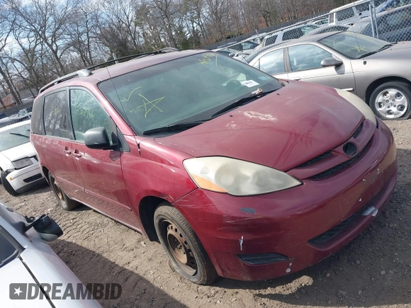 2008 Toyota Sienna CE with VIN 5TDZK23C08S109862, listed as a IAAI auction lot 41809596 with 999,999 mi miles. Bid and sale history available at carsss.com. Image 1.