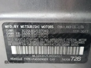 2018 Mitsubishi Mirage ES with VIN ML32A3HJ5JH004507, listed as a Copart auction lot 55047635 with 74,597 mi miles and Salvage title. Bid and sale history available at DreamBid. Image 12.