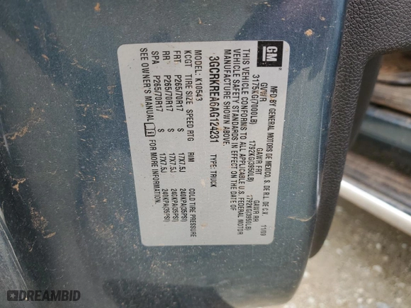 2010 Chevrolet Silverado 1500 LS with VIN 3GCRKREA6AG124231, listed as a Copart auction lot 49650935 with 172,209 mi miles and Salvage Title. Bid and sale history available at carsss.com. Image 12.
