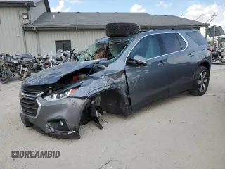 2019 Chevrolet Traverse LT z VIN 1GNERHKWXKJ147524, wystawiony jako Copart lot #60498204 z przebiegiem Nie podano mil oraz Szkoda całkowita • Salvage title. Historia ofert i sprzedaży dostępna na DreamBid. Obrazek 1.
