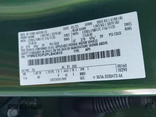 2023 Ford Bronco z VIN 1FMEE5DP2PLB43810, wystawiony jako IAAI lot #41656885 z przebiegiem 22 178 mil mil oraz . Historia ofert i sprzedaży dostępna na DreamBid. Obrazek 9.