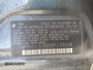 2008 BMW 3 Series 328xi z VIN WBAVT73598FZ38078, wystawiony jako Copart lot #56104865 z przebiegiem 100 979 mil mil oraz Szkoda całkowita • Salvage title. Historia ofert i sprzedaży dostępna na DreamBid. Obrazek 12.
