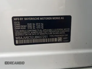 2018 BMW 6 Series 640i xDrive with VIN WBAJV6C52JBK07251, listed as a Copart auction lot 44818483 with 35,100 mi miles and . Bid and sale history available at carsss.com. Image 10.