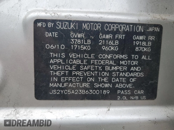 2011 Suzuki SX4 LE z VIN JS2YC5A23B6300189, wystawiony jako Copart lot #85389574 z przebiegiem 71 272 mil mil oraz Czysty tytuł • Clean title. Historia ofert i sprzedaży dostępna na DreamBid. Obrazek 12.