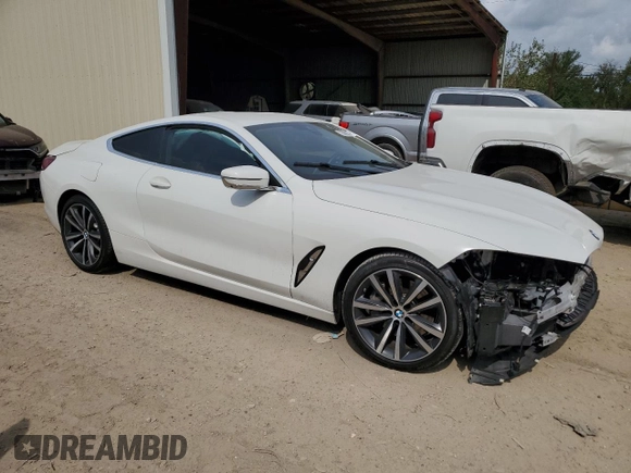 2020 BMW 8 Series 840i with VIN WBAAE2C0XLCE05217, listed as a Copart auction lot 72896824 with 0 mi miles and Salvage Title. Bid and sale history available at carsss.com. Image 4.