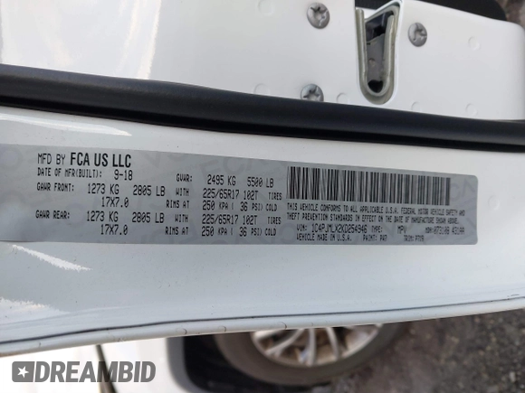 2019 Jeep Cherokee Latitude Plus with VIN 1C4PJMLX2KD254946, listed as a IAAI auction lot 41581777 with 49,748 mi miles. Bid and sale history available at carsss.com. Image 9.