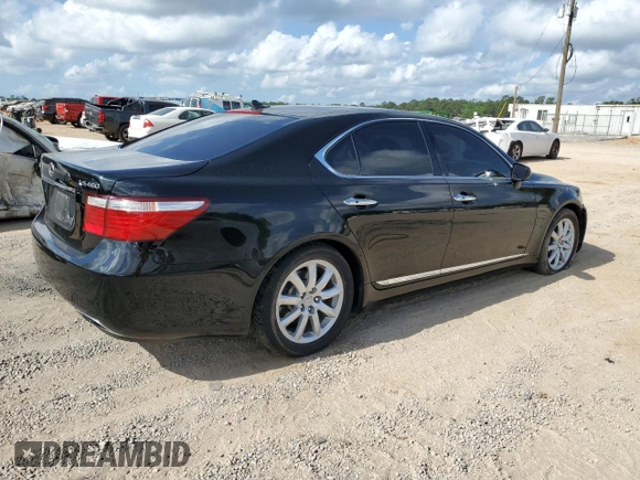 2007 Lexus LS 460 with VIN JTHBL46F975030225, listed as a Copart auction lot 54592425 with 226,524 mi miles and Salvage Title. Bid and sale history available at DreamBid. Image 3.
