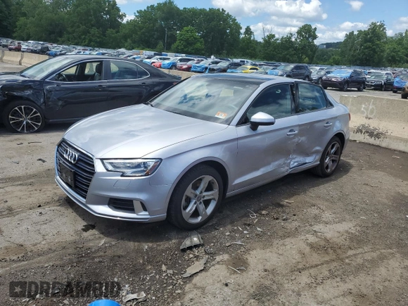 2017 Audi A3 Sedan Premium with VIN WAUB8GFF6H1073561, listed as a Copart auction lot 61051214 with 38,342 mi miles and Salvage Title. Bid and sale history available at carsss.com. Image 1.