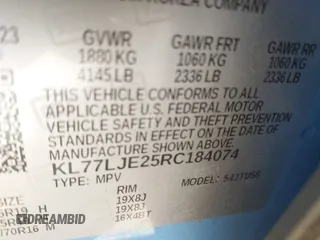 2024 Chevrolet Trax 2RS with VIN KL77LJE25RC184074, listed as a IAAI auction lot 41811388 with 16,156 mi miles and . Bid and sale history available at DreamBid. Image 9.