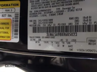 2019 Lincoln MKZ Standard with VIN 3LN6L5A98KR605023, listed as a IAAI auction lot 41378493 with 150,907 mi miles. Bid and sale history available at carsss.com. Image 9.