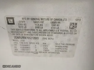 2014 Chevrolet Equinox LT with VIN 2GNFLFEK7E6212883, listed as a IAAI auction lot 41712016 with 105,113 mi miles. Bid and sale history available at carsss.com. Image 9.