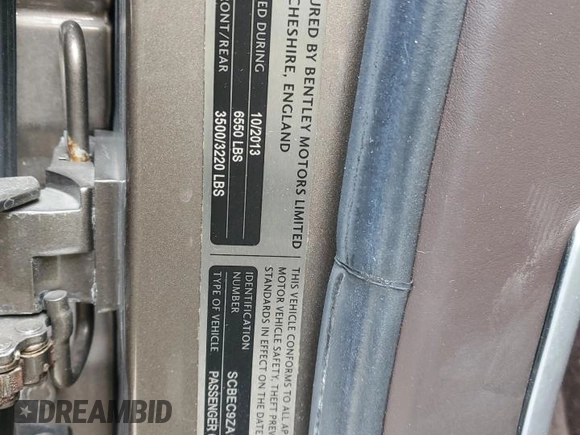 2014 Bentley Flying Spur with VIN SCBEC9ZA1EC090152, listed as a Copart auction lot 44933585 with 85,146 mi miles and Salvage title. Bid and sale history available at DreamBid. Image 12.