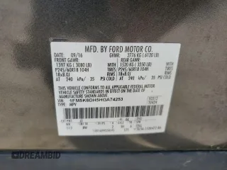 2017 Ford Explorer XLT z VIN 1FM5K8DH5HGA74253, wystawiony jako Copart lot #56300505 z przebiegiem 97 784 mil mil oraz Szkoda całkowita • Salvage title. Historia ofert i sprzedaży dostępna na DreamBid. Obrazek 13.