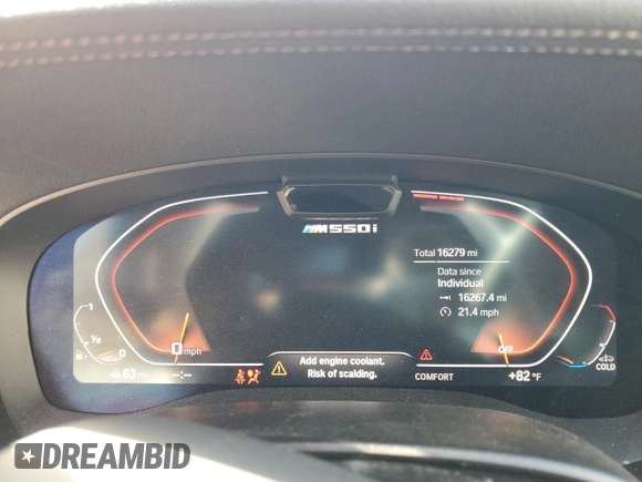 2023 BMW 5 Series M550i xDrive with VIN WBA13BK09PCN61839, listed as a Copart auction lot 76614694 with 16,279 mi miles and Salvage title. Bid and sale history available at DreamBid. Image 9.