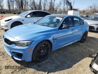 2018 BMW M3 z VIN WBS8M9C51J5J78581, wystawiony jako Copart lot #46470735 z przebiegiem 79 446 mil mil oraz Szkody całkowita. Historia ofert i sprzedaży dostępna na DreamBid. Obrazek 1.