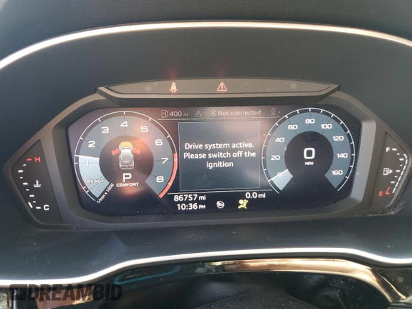 2020 Audi Q3 S line Premium Plus with VIN WA1EECF36L1040120, listed as a Copart auction lot 52399825 with 86,757 mi miles and Salvage title. Bid and sale history available at DreamBid. Image 9.