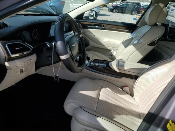 2018 Genesis G90 5.0L Ultimate with VIN KMHG54JH9JU037162, listed as a Copart auction lot 46157295 with 81,409 mi miles and Salvage Title. Bid and sale history available at carsss.com. Image 7.