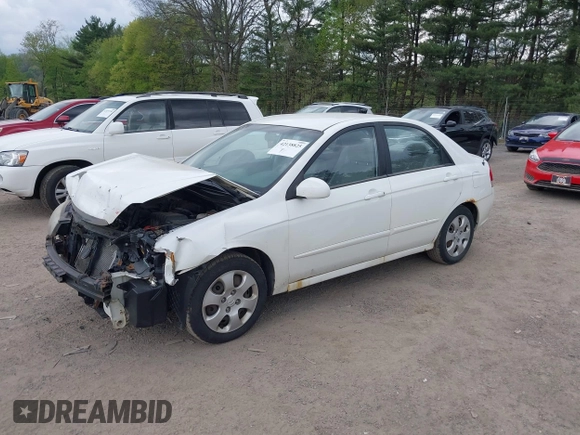 2009 Kia Spectra EX with VIN KNAFE221195609687, listed as a IAAI auction lot 42138825 with 105,170 mi miles. Bid and sale history available at carsss.com. Image 2.