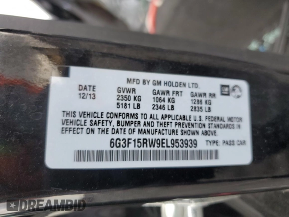 2014 Chevrolet SS с VIN 6G3F15RW9EL953939, выставлен на аукционе Copart как лот 54904795 с пробегом 98 617 миль миль и Списание • Salvage title. История ставок и продаж доступна на DreamBid. Изображение 13.