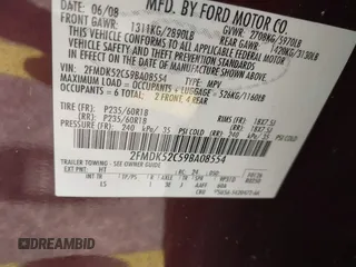 2009 Ford Flex SEL z VIN 2FMDK52C59BA08554, wystawiony jako IAAI lot #42310963 z przebiegiem 165 318 mil mil oraz . Historia ofert i sprzedaży dostępna na DreamBid. Obrazek 9.