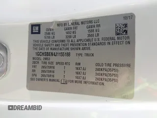 2018 Chevrolet Colorado 2WD Work Truck z VIN 1GCHSBEN4J1155188, wystawiony jako IAAI lot #42340002 z przebiegiem 83 422 mil mil oraz . Historia ofert i sprzedaży dostępna na DreamBid. Obrazek 9.