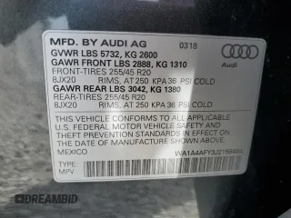 2018 Audi SQ5 Premium Plus with VIN WA1A4AFY3J2156464, listed as a Copart auction lot 54524195 with 40,237 mi miles and Salvage Title. Bid and sale history available at carsss.com. Image 13.