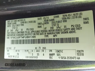 2015 Ford Escape S with VIN 1FMCU0F74FUB81395, listed as a IAAI auction lot 42122007 with 156,736 mi miles and . Bid and sale history available at DreamBid. Image 9.