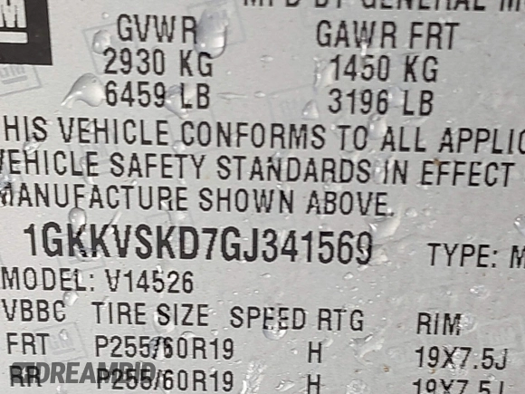 2016 GMC Acadia SLT with VIN 1GKKVSKD7GJ341569, listed as a IAAI auction lot 41488973 with 85,501 mi miles and . Bid and sale history available at DreamBid. Image 9.