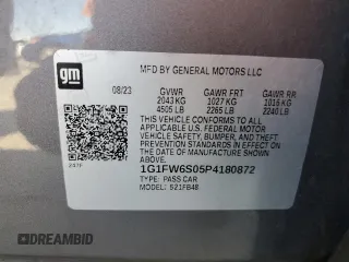2023 Chevrolet Bolt EV 1LT with VIN 1G1FW6S05P4180872, listed as a Copart auction lot 61984185 with 63,388 mi miles and Clean title. Bid and sale history available at DreamBid. Image 12.