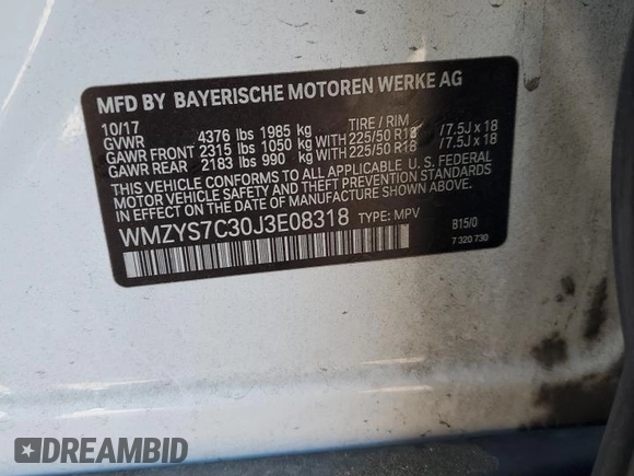 2018 MINI Countryman Cooper with VIN WMZYS7C30J3E08318, listed as a Copart auction lot 62304375 with 38,091 mi miles and Salvage title. Bid and sale history available at DreamBid. Image 12.