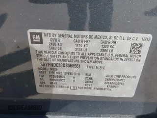 2013 Cadillac SRX Performance Collection with VIN 3GYFNDE38DS568561, listed as a IAAI auction lot 41701063 with 139,191 mi miles. Bid and sale history available at carsss.com. Image 9.