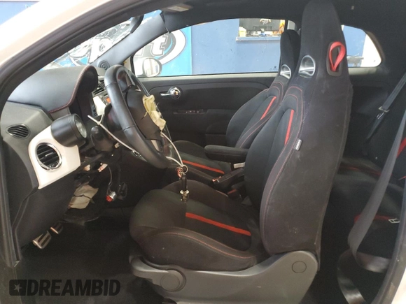2015 FIAT 500 Abarth with VIN 3C3CFFFHXFT601900, listed as a Copart auction lot 62827495 with 21,274 mi miles and Salvage title. Bid and sale history available at DreamBid. Image 7.