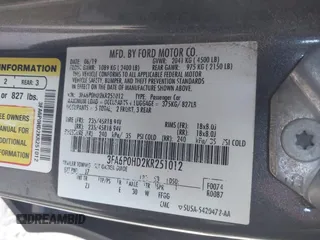 2019 Ford Fusion SE with VIN 3FA6P0HD2KR251012, listed as a IAAI auction lot 40626475 with 60,596 mi miles and . Bid and sale history available at DreamBid. Image 9.