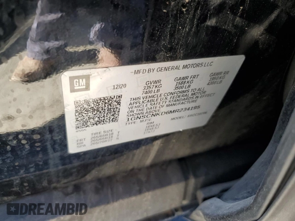 2021 Chevrolet Tahoe LT with VIN 1GNSCNKD6MR234195, listed as a Copart auction lot 57803065 with 67,511 mi miles and Salvage title. Bid and sale history available at DreamBid. Image 13.