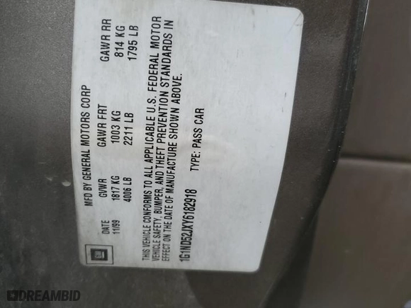 2000 Chevrolet Malibu with VIN 1G1ND52JXY6182918, listed as a Copart auction lot 72743244 with 80,239 mi miles and Salvage Title. Bid and sale history available at carsss.com. Image 14.
