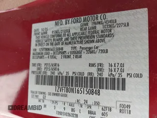 2006 Ford Mustang Standard with VIN 1ZVFT80N165150848, listed as a IAAI auction lot 40840939 with 208,924 mi miles and . Bid and sale history available at DreamBid. Image 9.