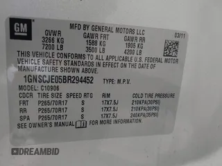 2011 Chevrolet Suburban LT with VIN 1GNSCJE05BR294452, listed as a IAAI auction lot 42107580 with 165,313 mi miles and . Bid and sale history available at DreamBid. Image 9.