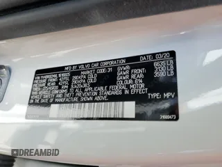 2020 Volvo XC90 R-Design with VIN YV4BR0CMXL1616605, listed as a Copart auction lot 60628505 with 38,417 mi miles and Salvage title. Bid and sale history available at DreamBid. Image 13.