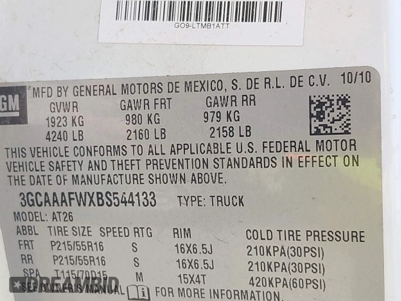 2011 Chevrolet HHR LS with VIN 3GCAAAFWXBS544133, listed as a IAAI auction lot 42140635 with 241,267 mi miles and . Bid and sale history available at DreamBid. Image 9.