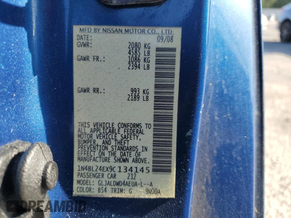 2009 Nissan Altima 3.5 SE with VIN 1N4BL24EX9C134145, listed as a Copart auction lot 51981945 with 158,273 mi miles and Salvage Title. Bid and sale history available at carsss.com. Image 12.