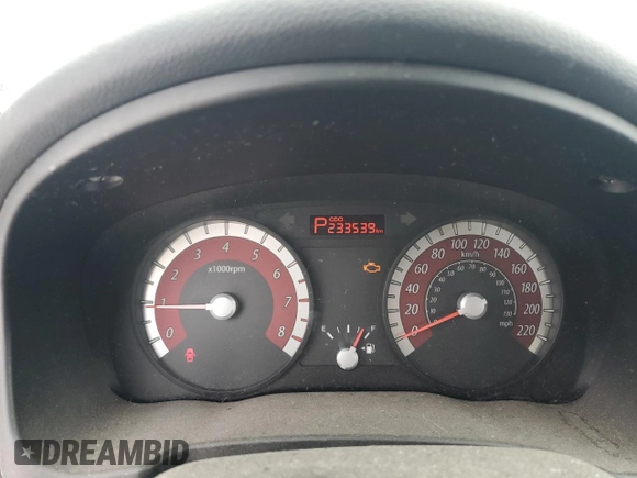 2010 Kia Rio with VIN KNADH4B33A6617736, listed as a Copart auction lot 45469215 with 233,539 mi miles and Clean Title. Bid and sale history available at DreamBid. Image 9.
