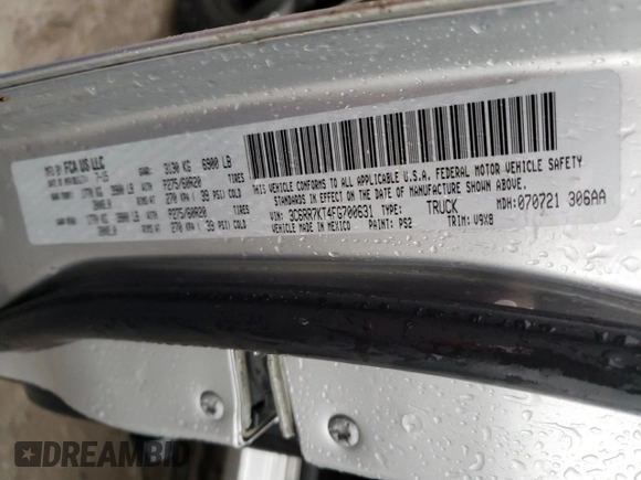 2015 Ram 1500 Tradesman with VIN 3C6RR7KT4FG700631, listed as a Copart auction lot 83668364 with 166,785 mi miles and Salvage title. Bid and sale history available at DreamBid. Image 12.