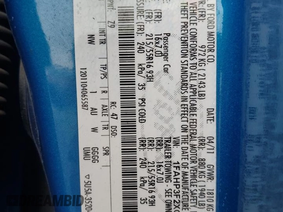 2012 Ford Focus SE with VIN 1FAHP3F2XCL128313, listed as a Copart auction lot 56108445 with 154,511 mi miles and Salvage title. Bid and sale history available at DreamBid. Image 12.